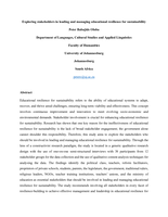 Exploring stakeholders in leading and managing educational resilience for sustainability
