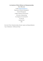 An analysis of policy reliance on entrepreneurship