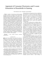   Appraisal of consumer electronics and e-waste generation in households in Gauteng