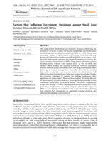 Factors that influence investment decisions among small low income households in South Africa
