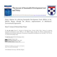 Policy options for achieving sustainable development goals (SDGs) in the MENA region through the Effective implementation of multilateral environmental agreements