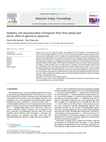 Synthesis and characterization of bioplastic films from potato peel starch; effect of glycerol as plasticizer