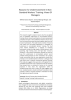 Reasons for underinvestment In non-standard workers’ Training: Views of managers