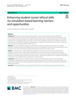 Enhancing student nurses' ethical skills via simulation-based learning: barriers and opportunities