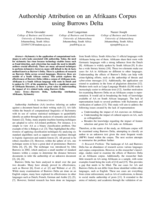 Authorship attribution on an Afrikaans corpus using Burrows delta