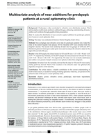 Multivariate analysis of near additions for presbyopic patients at a rural optometry clinic