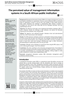 The perceived value of management information systems in a South African public institution