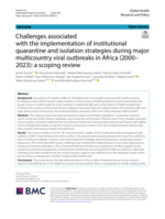 Challenges associated with the implementation of institutional quarantine and isolation strategies during major multicountry viral outbreaks in Africa (2000-2023): a scoping review
