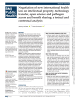 Negotiation of new international health law on intellectual property, technology transfer, open science and pathogen access and benefit sharing: a textual and contextual analysis