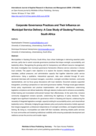Corporate governance practices and their influence on municipal service delivery: A case study of Gauteng province, South Africa