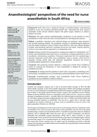 Anaesthesiologists’ perspectives of the need for nurse anaesthetists in South Africa