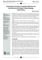 Experiences of nurses in patient adherence to antiretoroviral therapy in Mpumalanga, South Africa