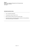 Operations Management and Entrepreneurship