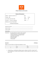 Financial economics 4A