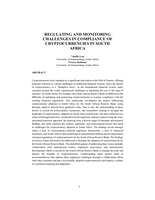 Regulating and monitoring challenges in compliance of cryptocurrencies in South Africa