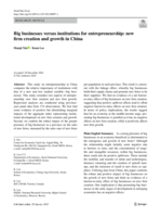 Big businesses versus institutions for entrepreneurship: new firm creation and growth in China