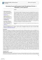 Maximising tourism and economic growth through rural festivals : A stakeholder-centred approach
