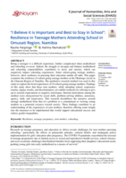 “I Believe it is important and best to stay in school” : Resilience in teenage mothers attending school in Omusati region, Namibia