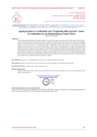 Ageing in place or residential care? Exploring older persons’ routes to residential care in Johannesburg, South Africa