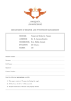 Numerical Method in Finance