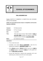 Microeconomic Issues in Competition and Economic Regulation
