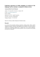 Exploring experiences of online shopping: An analysis of the language used in customer e-commerce website reviews