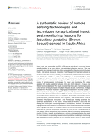 A systematic review of remote sensing technologies and techniques for agricultural insect pest monitoring: lessons for locustana pardalina (Brown Locust) control in South Africa
