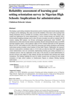 Reliability assessment of learning goal setting orientation survey in Nigerian high schools : Implications for administration