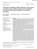 Comparative metabolites profiling of different solvent extracts of Asparagus species cladodes using liquid chromatography–mass spectrometry‐based metabolomics and molecular networking