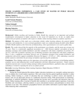 Online learning experience : a case study of master of public health students at a higher education institution