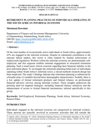 Retirement planning practices of individuals operating in the South African informal economy