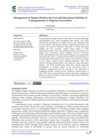 Management of student welfare services and educational stability of undergraduates in Nigerian universities
