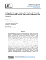 Pedagogical strategies employed by teachers in township schools for teaching meiosis and genetics with improvised resources
