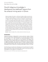 Should indigenous knowledge in development be redefined? Lessons from the artisanal mining sector in Ghana