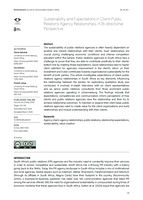 Sustainability and expectations in client-public relations agency relationships : A bi-directional perspective