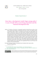 How does a development model shape energy policy? A case of South Africa's just energy transition and the national development plan