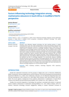 Factors influencing technology integration among mathematics educators in South Africa: A modified UTAUT2 perspective