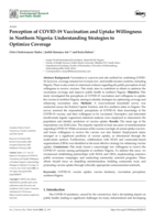 Perception of COVID-19 vaccination and uptake willingness in northern Nigeria: Understanding strategies to optimize coverage