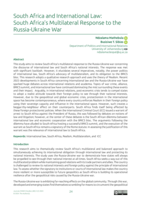 South Africa and International Law: South Africa's Multilateral Response to the Russia-Ukraine War