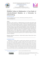 Students' failure in mathematics : A case study of calculus-related modules at a university in Johannesburg