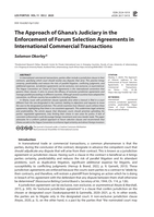 The Approach of Ghana’s judiciary in the enforcement of forum selection agreements in international commercial transactions