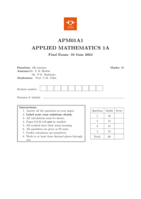 APPLIED MATHEMATICS 1A