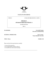 Advanced Solid State Physics A