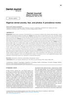  Nigerian dental anxiety, fear, and phobia: A prevalence review