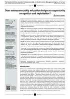 Does entrepreneurship education invigorate opportunity recognition and exploitation?