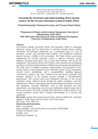 Assessing the awareness and understanding of low-income earners on the two-pot retirement system in South Africa