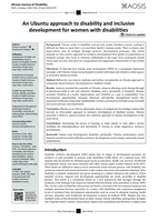 An Ubuntu approach to disability and inclusive development for women with disabilities