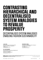 Contrasting hierarchical and decentralised system analogies to revalue prosperity: Decentralised System Analogies Enabling Fashion Sustainability