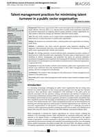 Talent management practices for minimising talent turnover in a public sector organisation