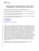 Enhancing employee well-being through a culturally adapted training program : A mixed-methods study in South Africa